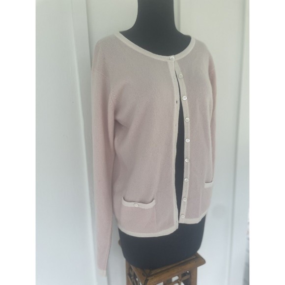 CASHMERES  made in Scotland Soft Pink Cashmere Cardigan White Trim Small - Picture 4 of 8